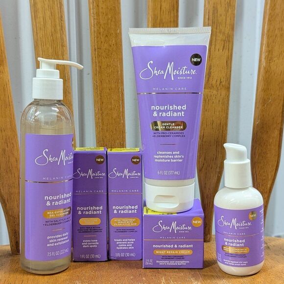 Shea Moisture Melanin Care Nourished and Radiant Skin Care Bundle of 6 face - Picture 1 of 7